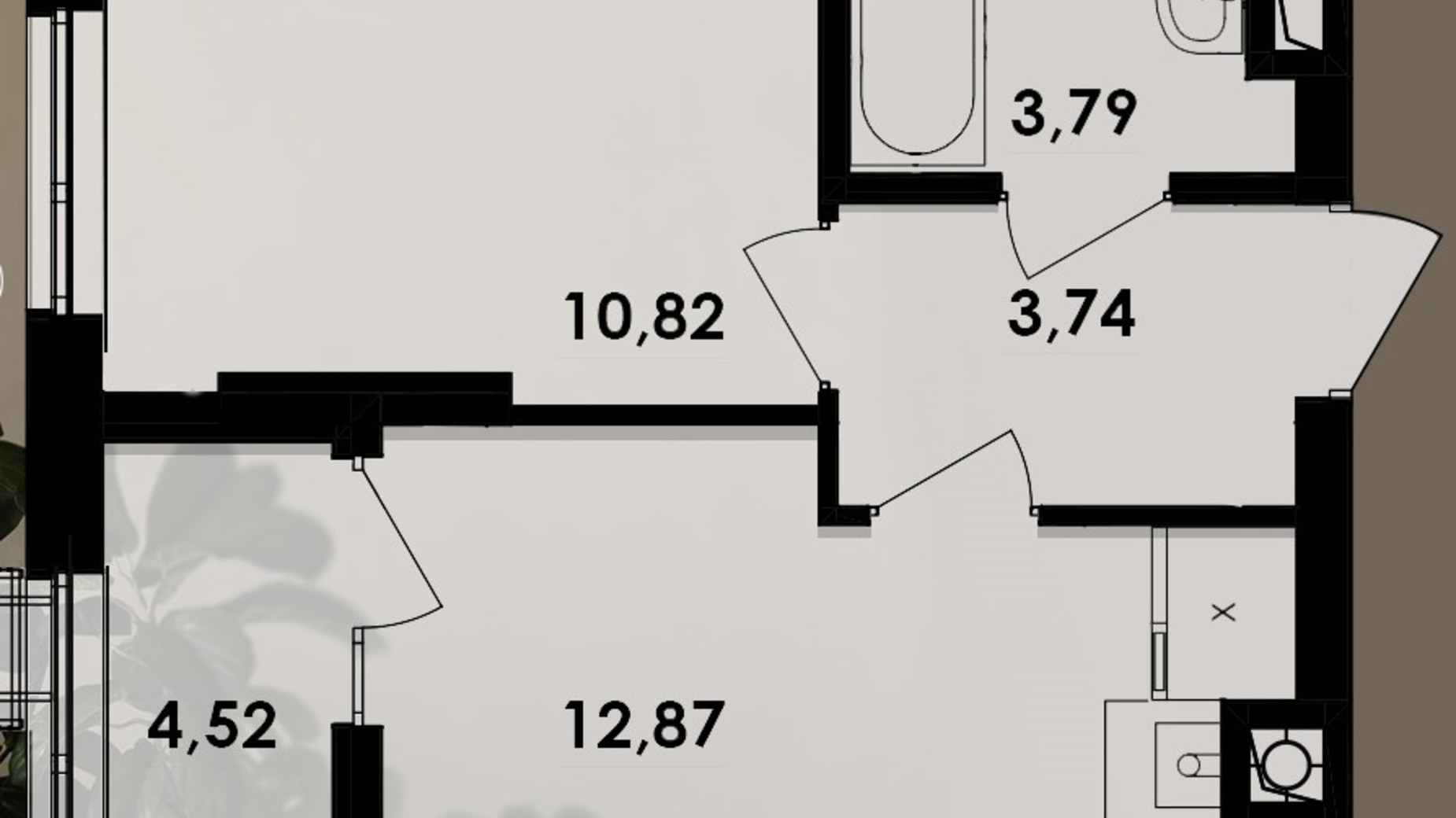 Планування 1-кімнатної квартири в ЖК Soloway 35.74 м², фото 483005