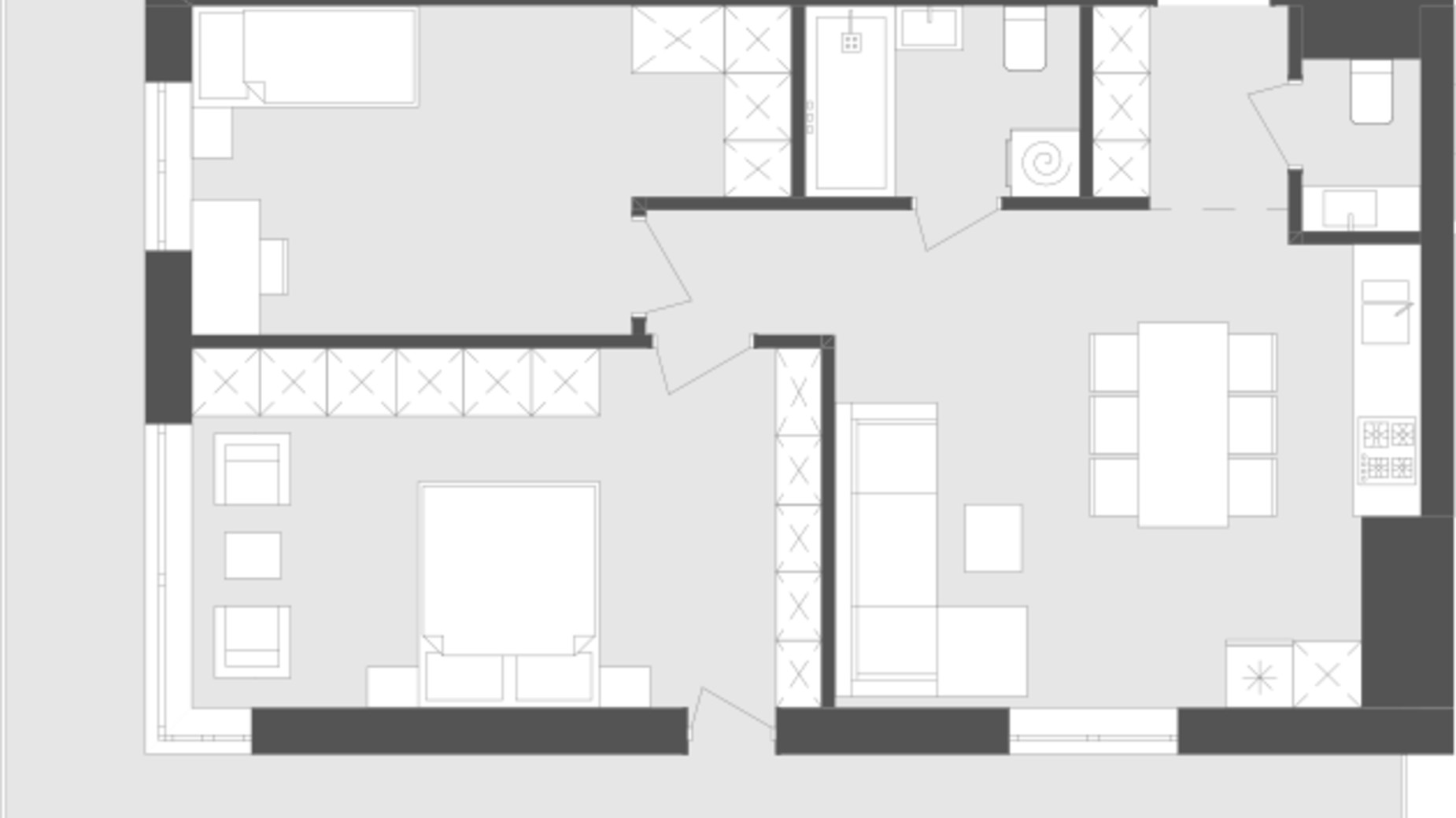 Планировка 2-комнатной квартиры в ЖК Avalon Flex 71.18 м², фото 483069
