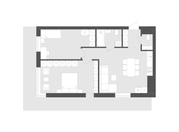 ЖК Avalon Flex: планировка 2-комнатной квартиры 71.18 м²