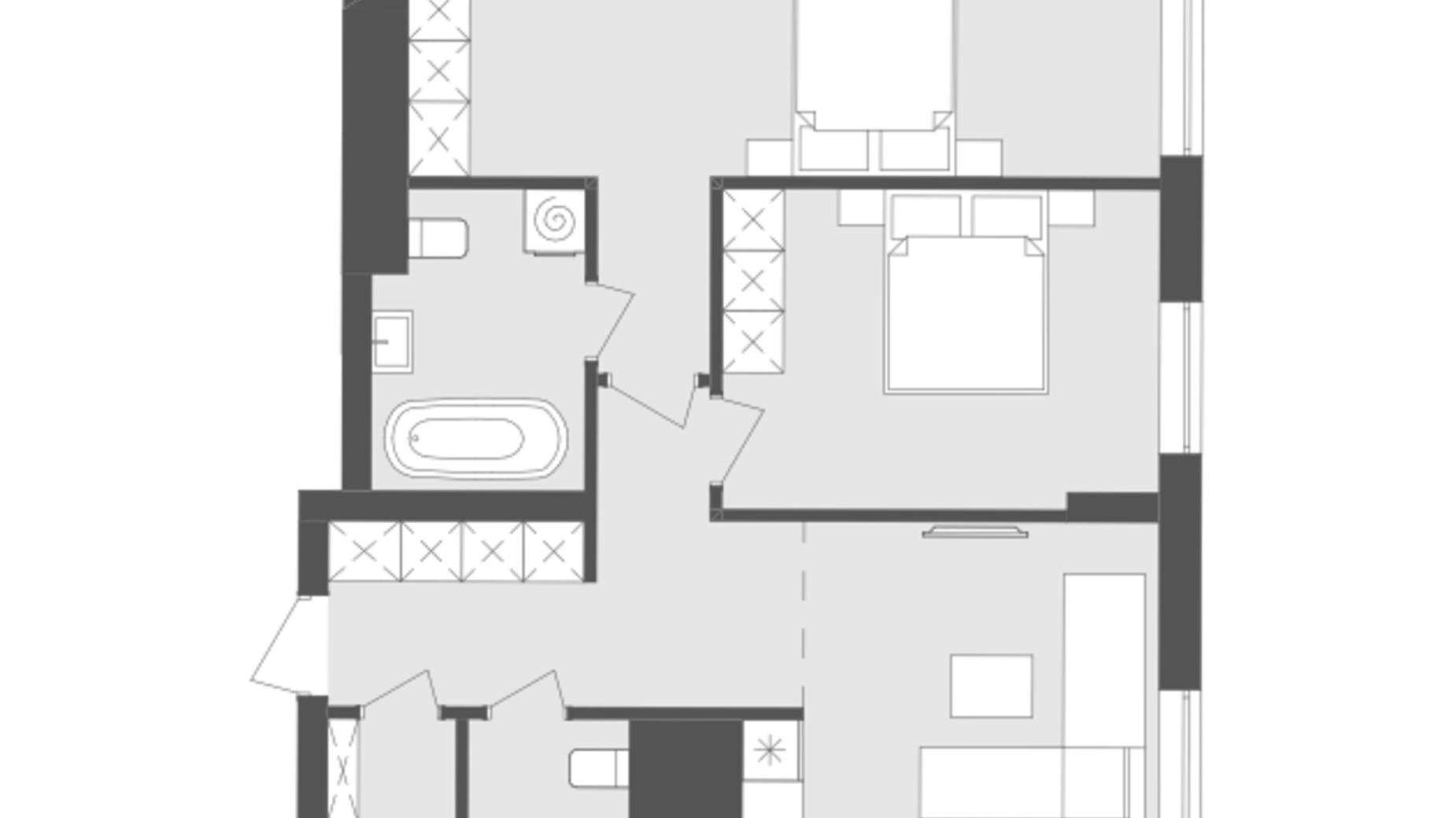 Планування 2-кімнатної квартири в ЖК Avalon Flex 84.04 м², фото 483077