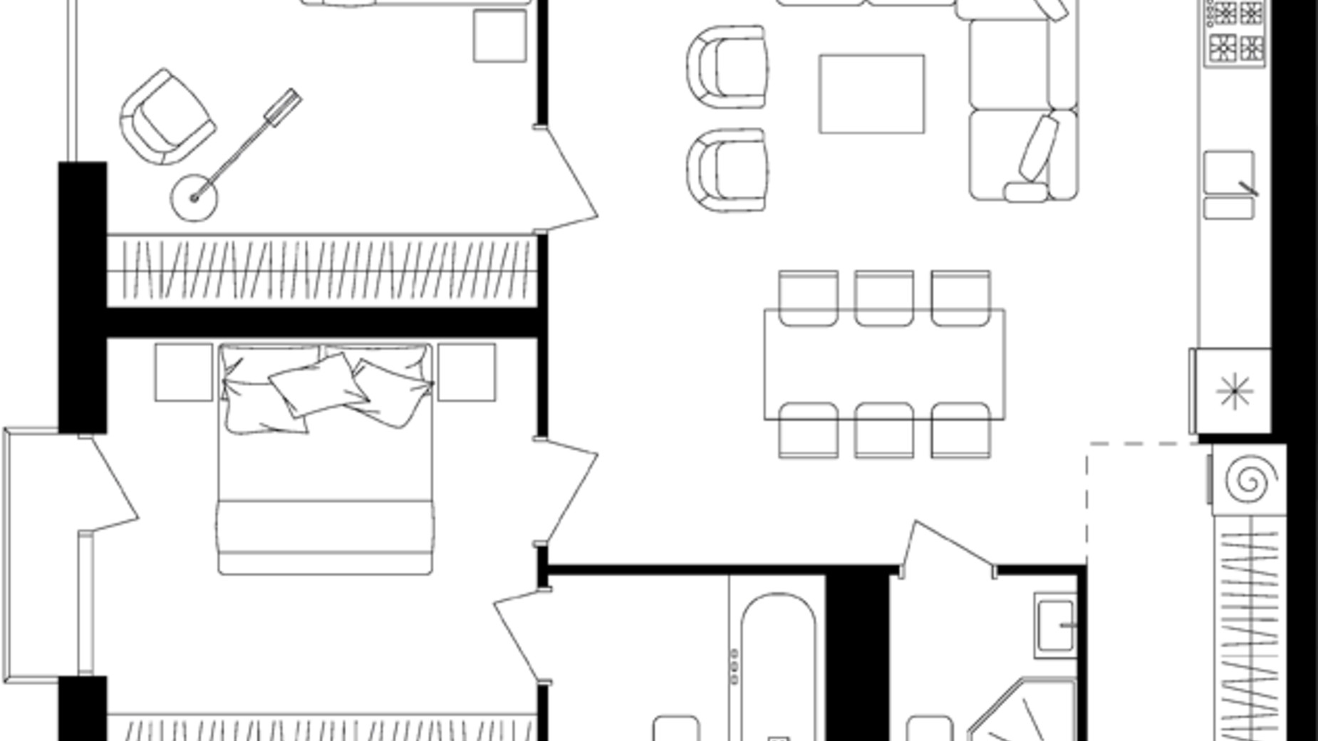 Планування 3-кімнатної квартири в ЖК Avalon Up 73.39 м², фото 483081