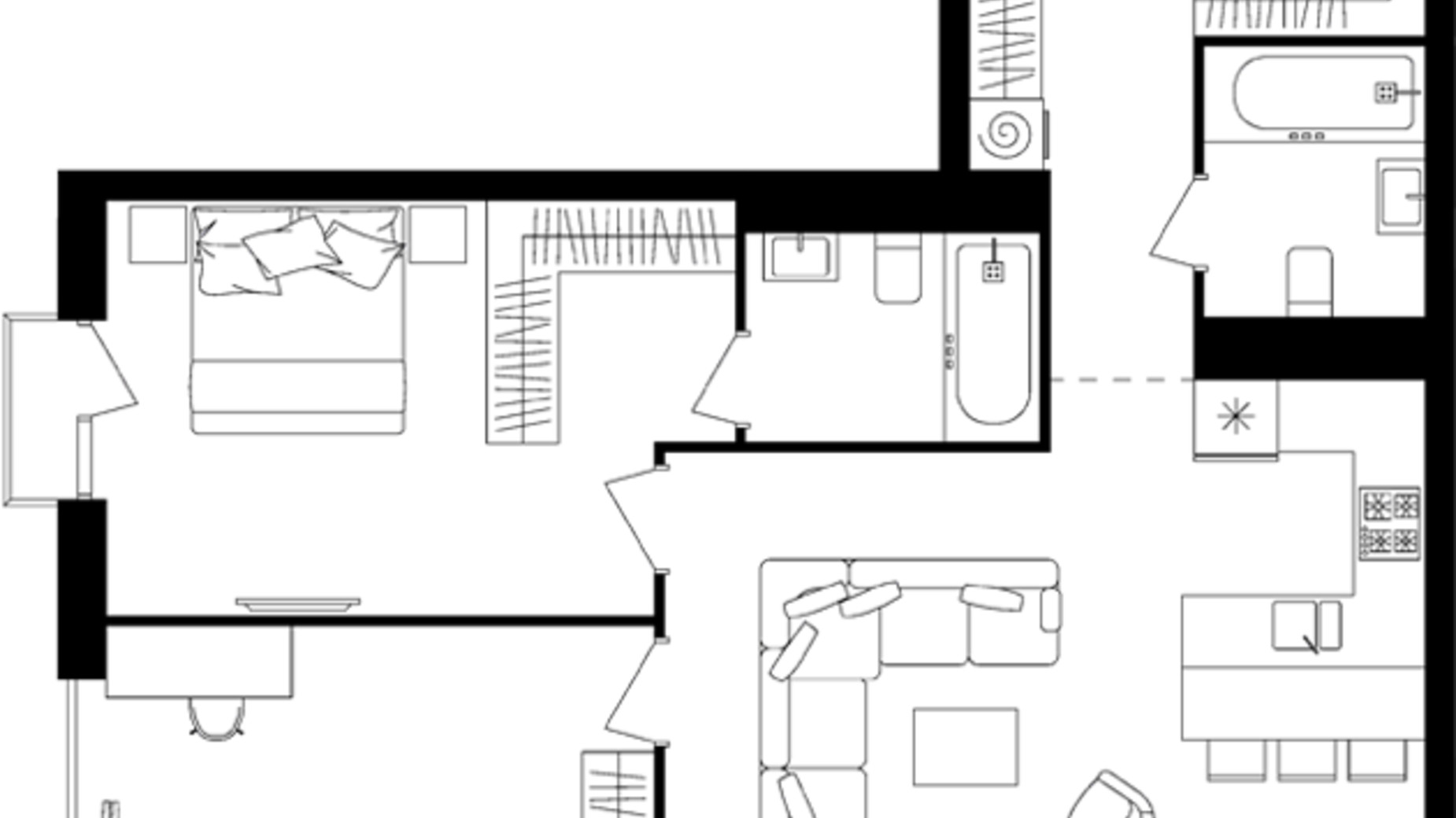 Планування 1-кімнатної квартири в ЖК Avalon Up 75.17 м², фото 483088