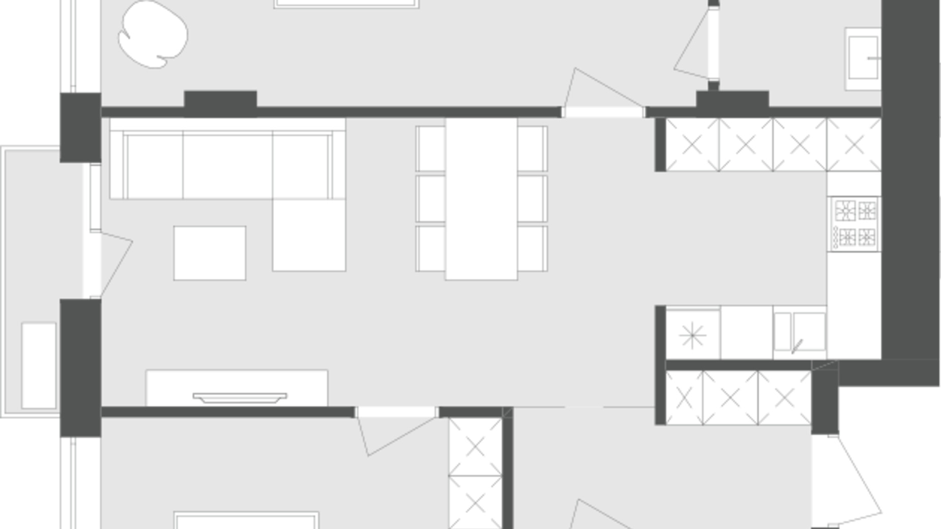 Планування 2-кімнатної квартири в ЖК Avalon Yard 76.44 м², фото 483095