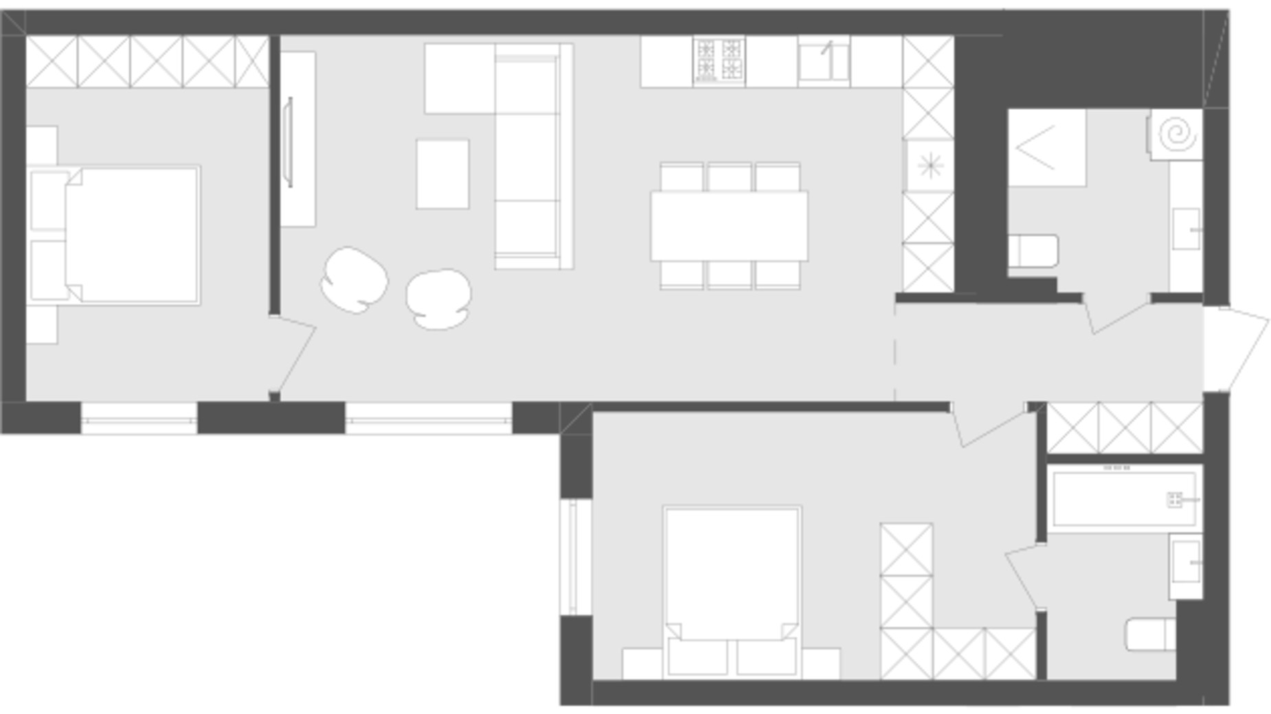 Планування 2-кімнатної квартири в ЖК Avalon Holiday 73.18 м², фото 483098