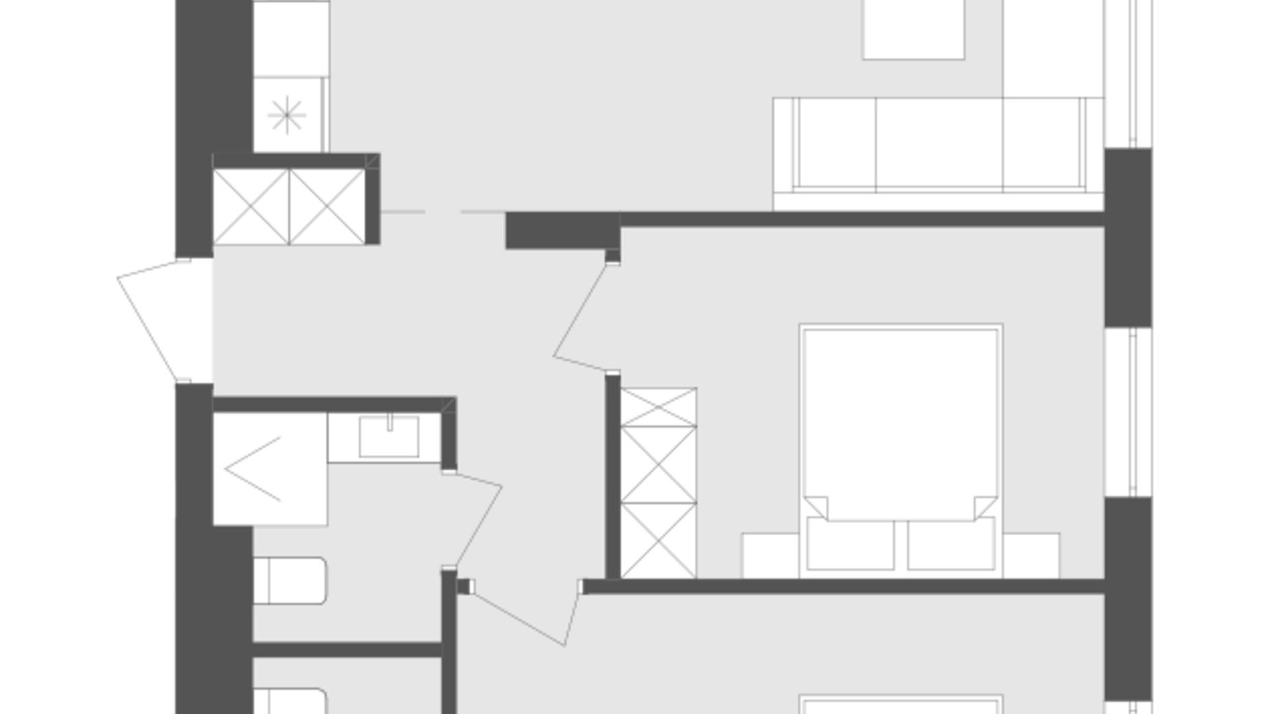 Планування 2-кімнатної квартири в ЖК Avalon Holiday 61 м², фото 483104