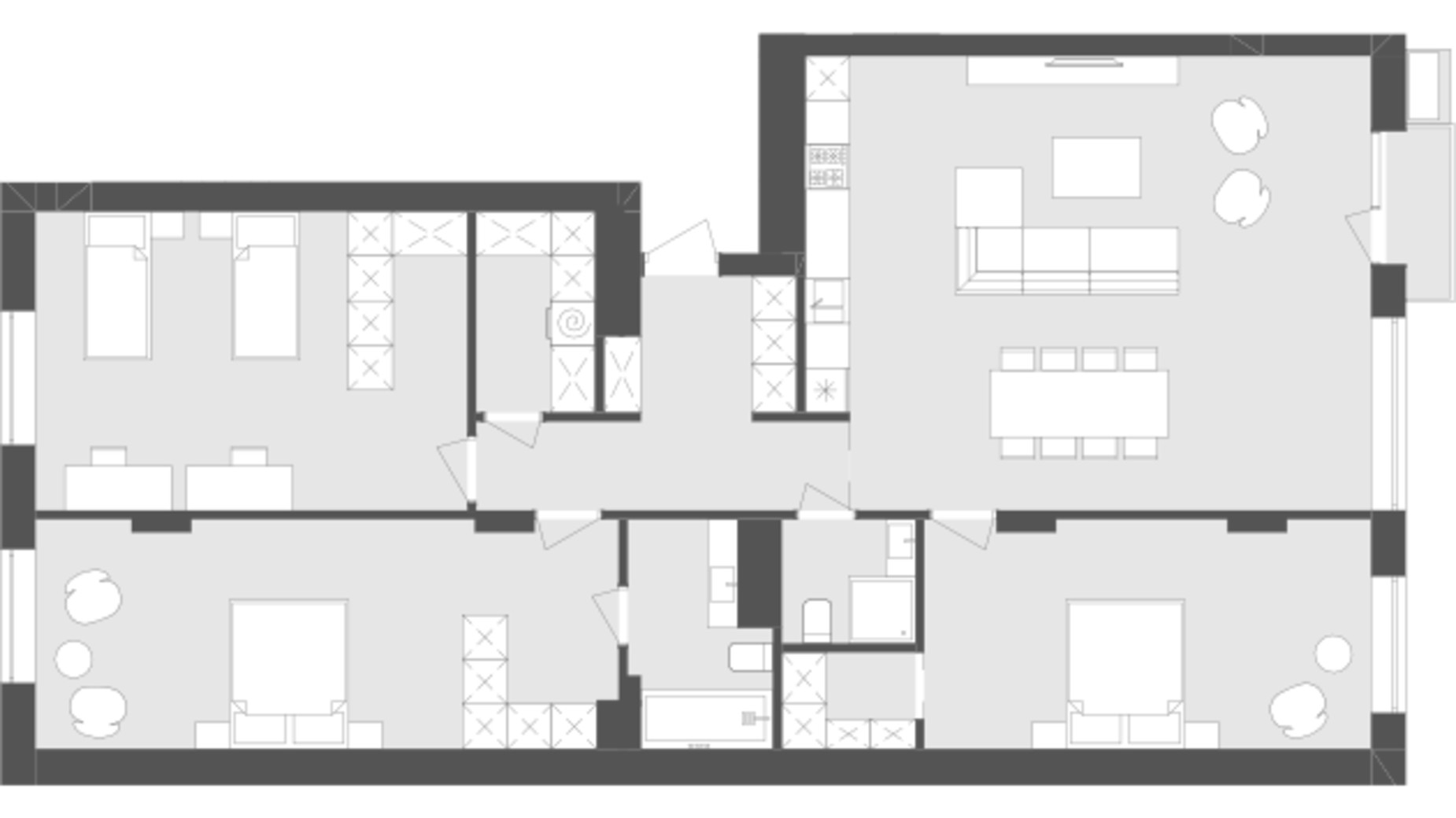 Планування 3-кімнатної квартири в ЖК Avalon Yard 136.83 м², фото 483120