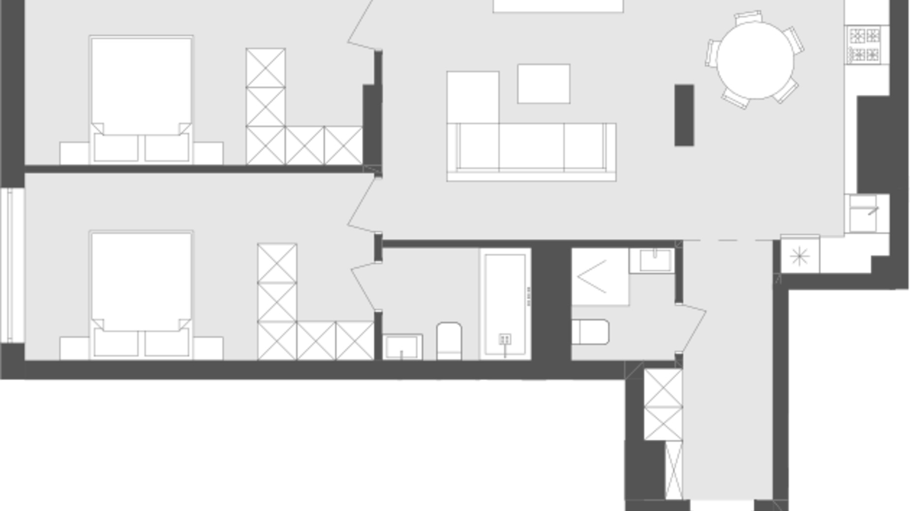 Планування 2-кімнатної квартири в ЖК Avalon Holiday 74.03 м², фото 483129