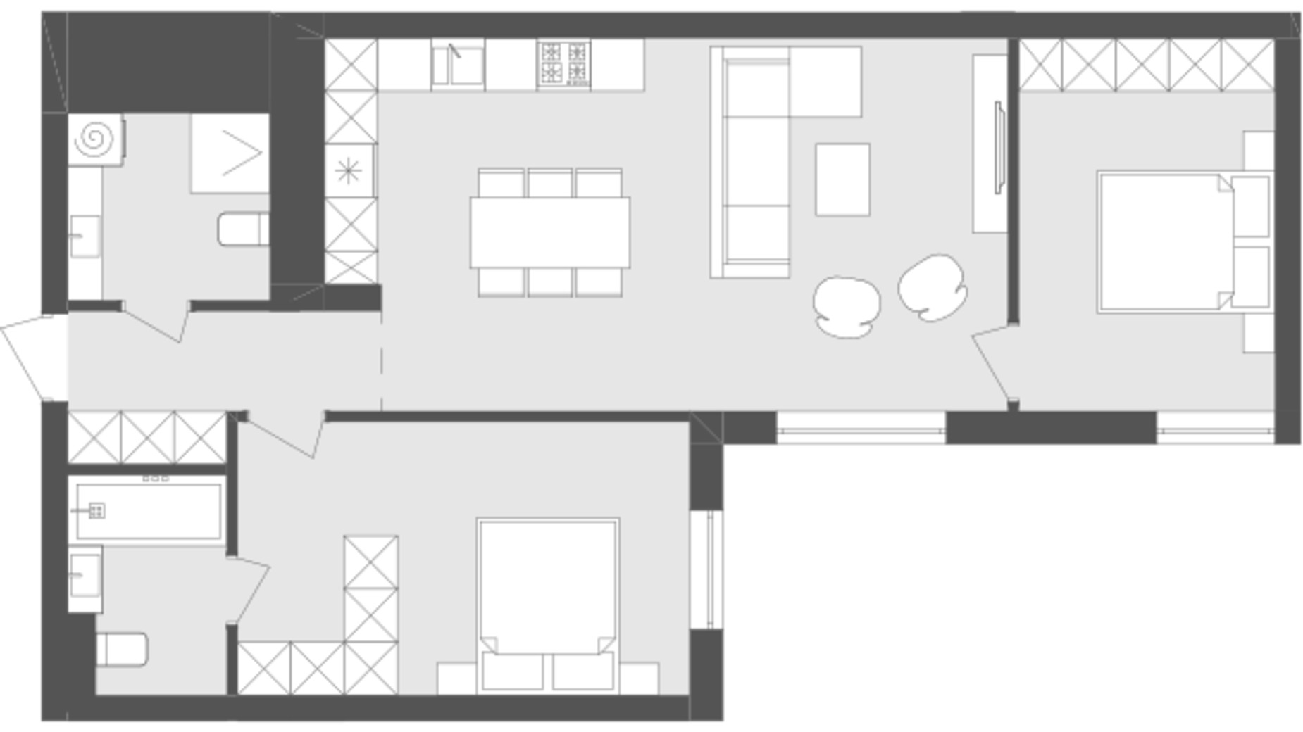 Планировка 2-комнатной квартиры в ЖК Avalon Holiday 73.51 м², фото 483133