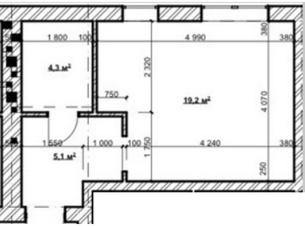 ЖК Victory: планування 1-кімнатної квартири 28.5 м²