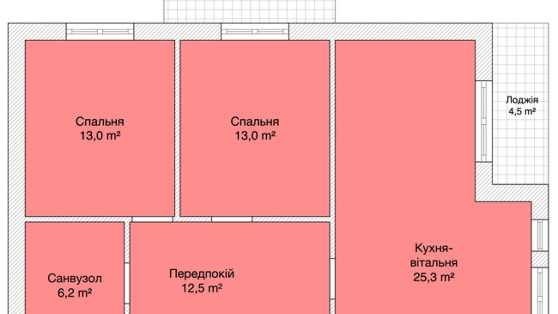 Планировка 2-комнатной квартиры в ЖК Княжий 76.2 м², фото 484225