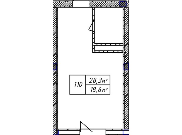ЖК Азum: планировка 1-комнатной квартиры 28.3 м²