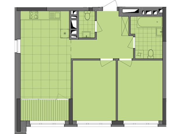 ЖК Dibrova Park: планировка 2-комнатной квартиры 71.83 м²