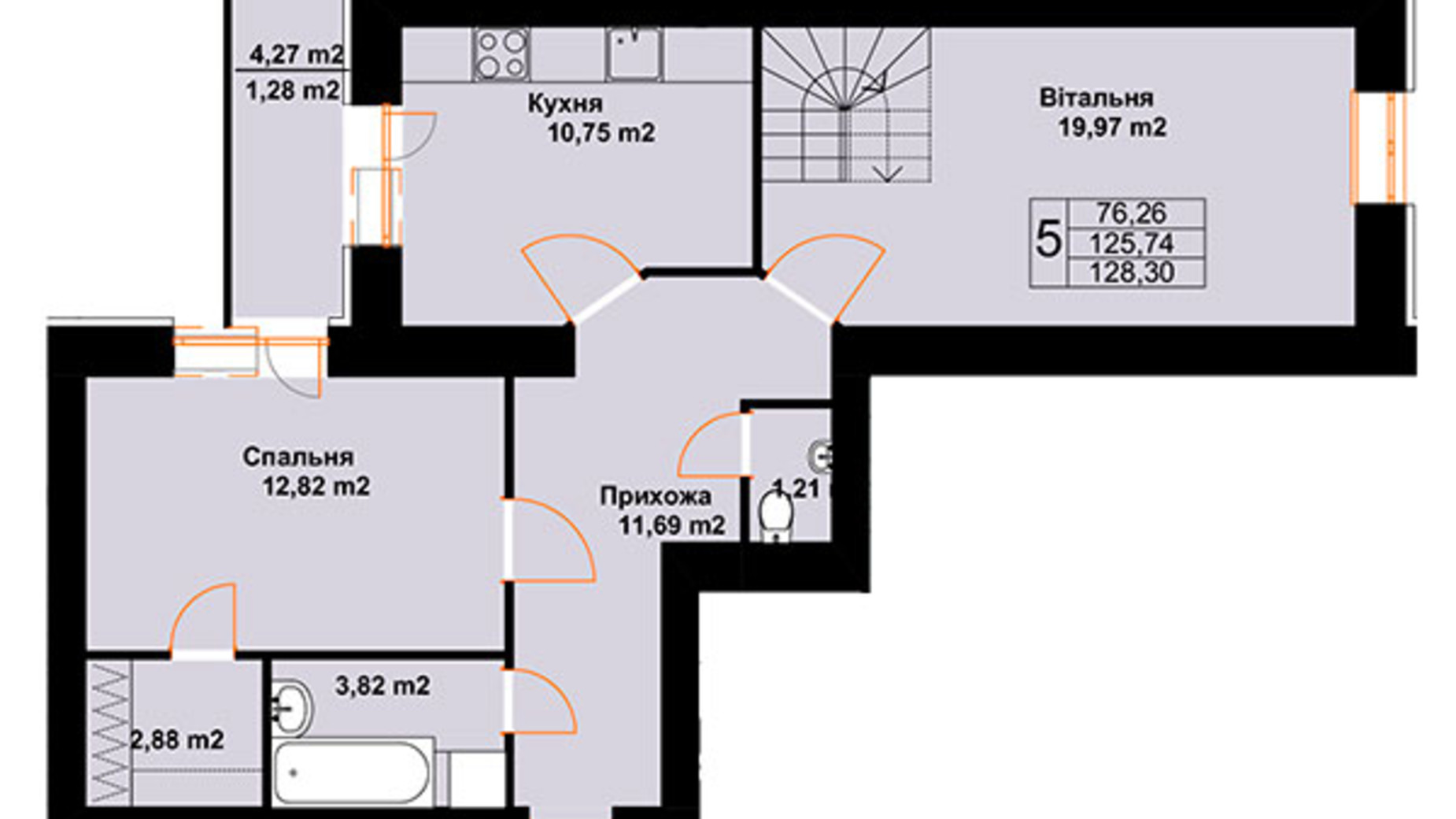 Планування багато­рівневої квартири в ЖК Баварія 128.3 м², фото 485205