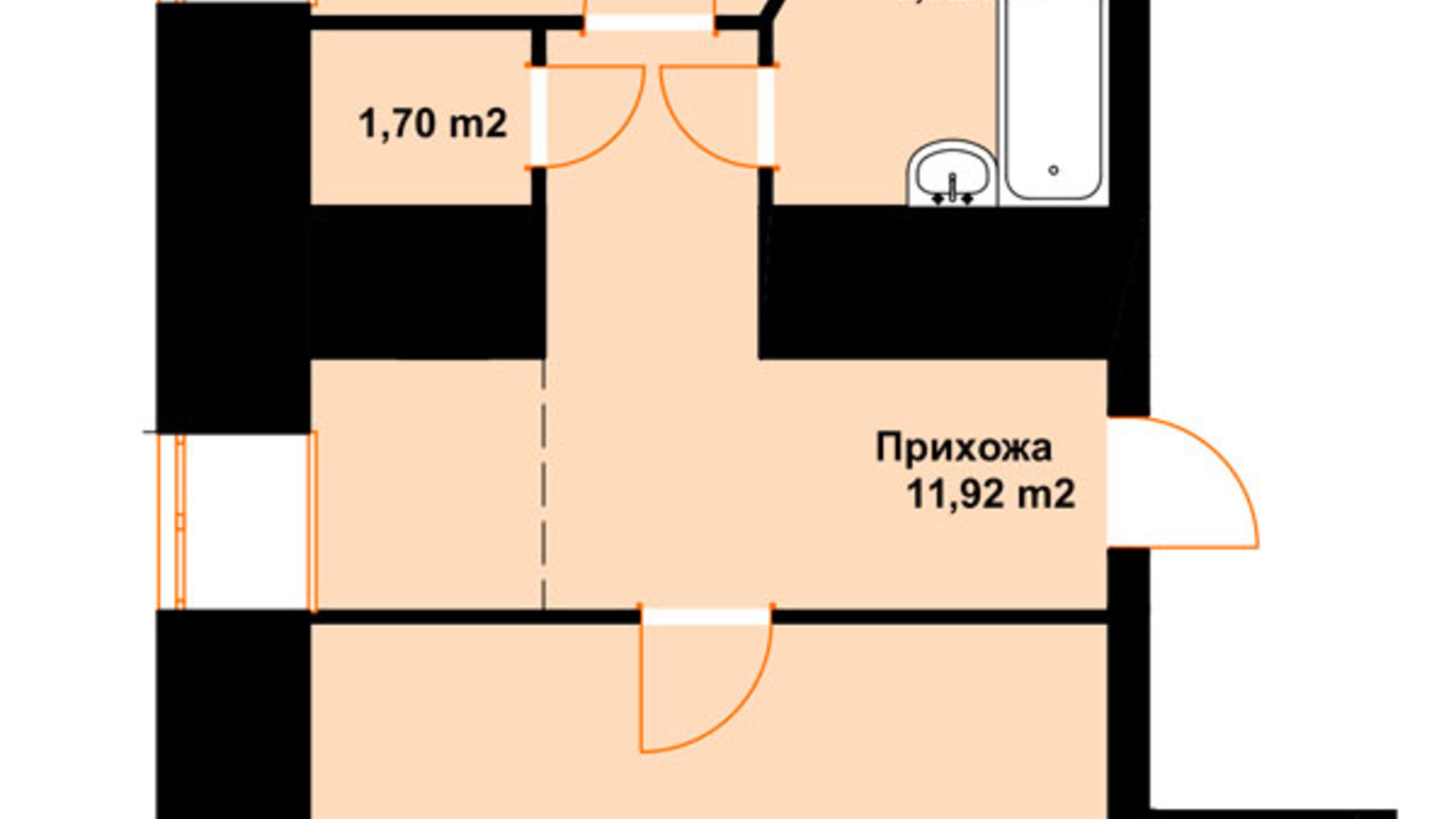 Планування 1-кімнатної квартири в ЖК Баварія 66.57 м², фото 485224