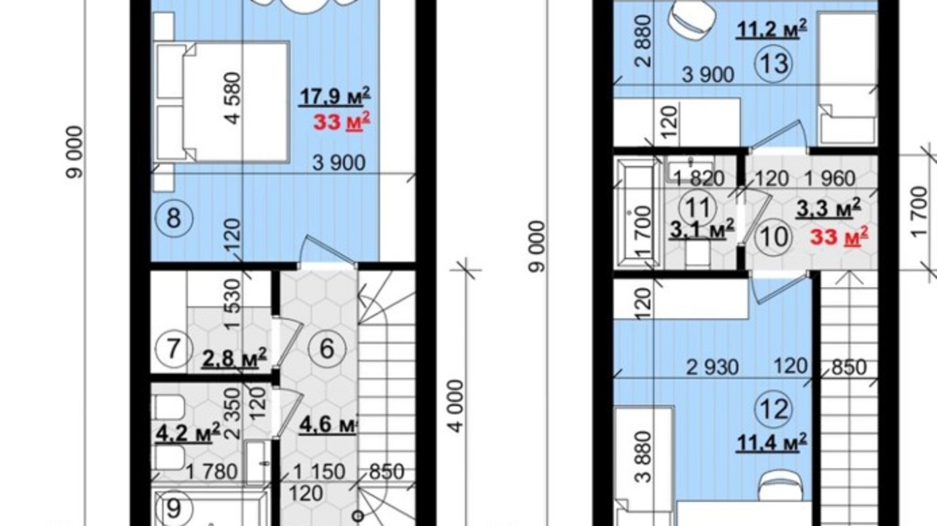 Планування таунхауса в Таунхаус New Smart 11 97 м², фото 485776