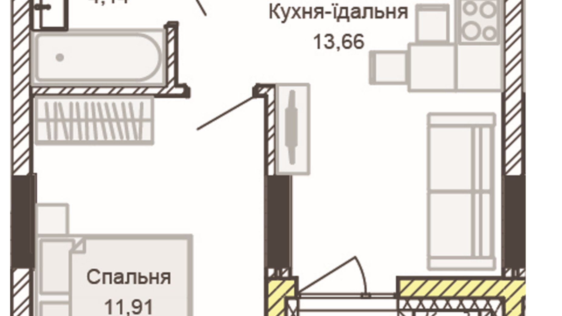 Планировка 1-комнатной квартиры в ЖК Empatika 36.27 м², фото 486014