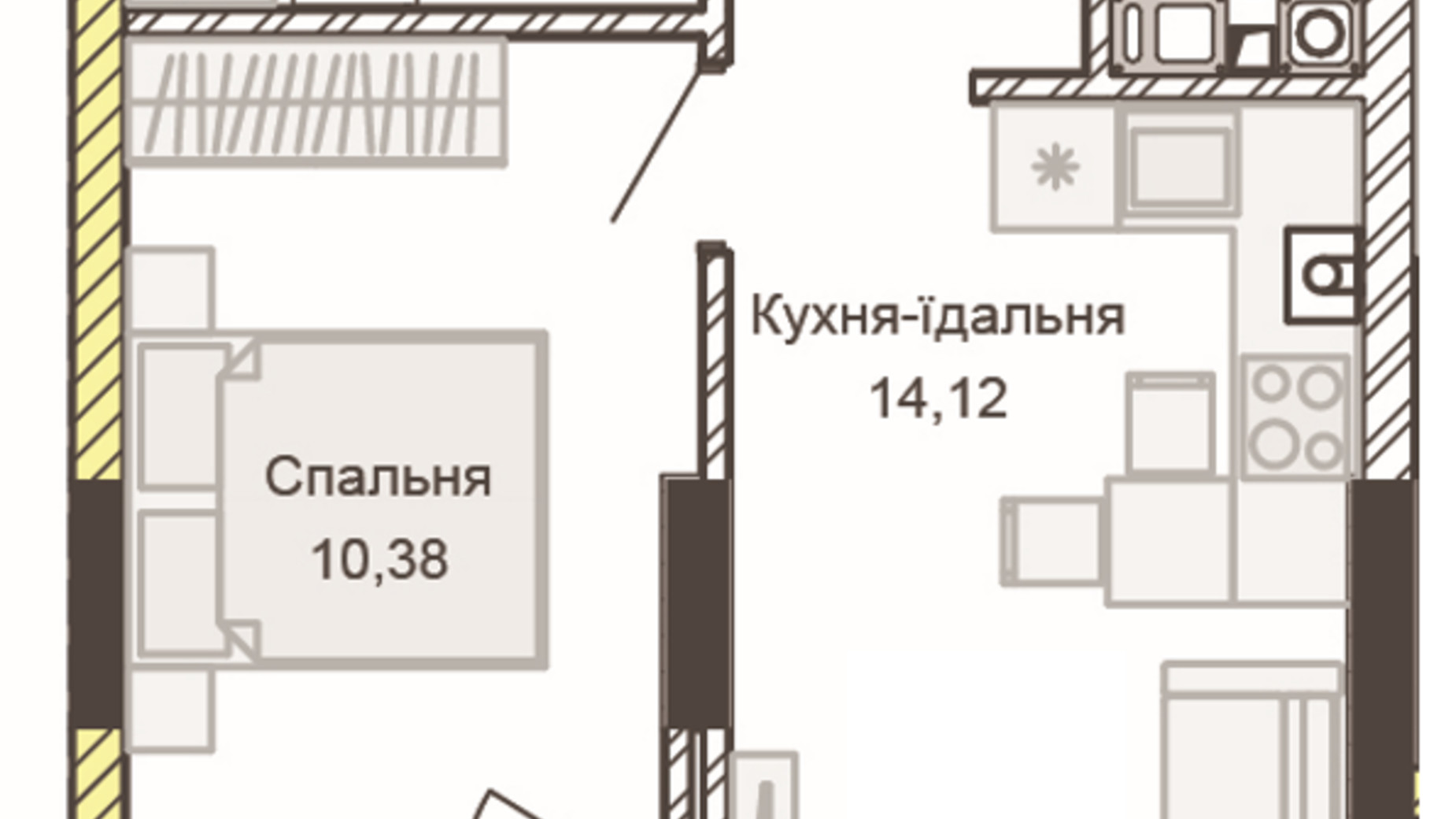 Планировка 1-комнатной квартиры в ЖК Empatika 36.4 м², фото 486015