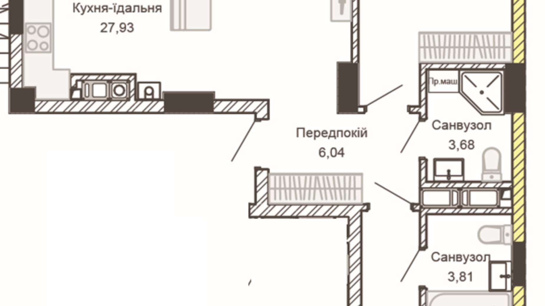 Планировка 2-комнатной квартиры в ЖК Empatika 80.8 м², фото 486016