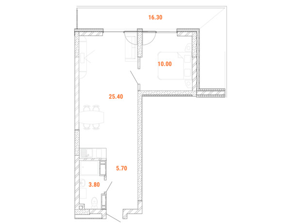 Дохідний дім Standard One Obolon: планування 2-кімнатної квартири 49.8 м²