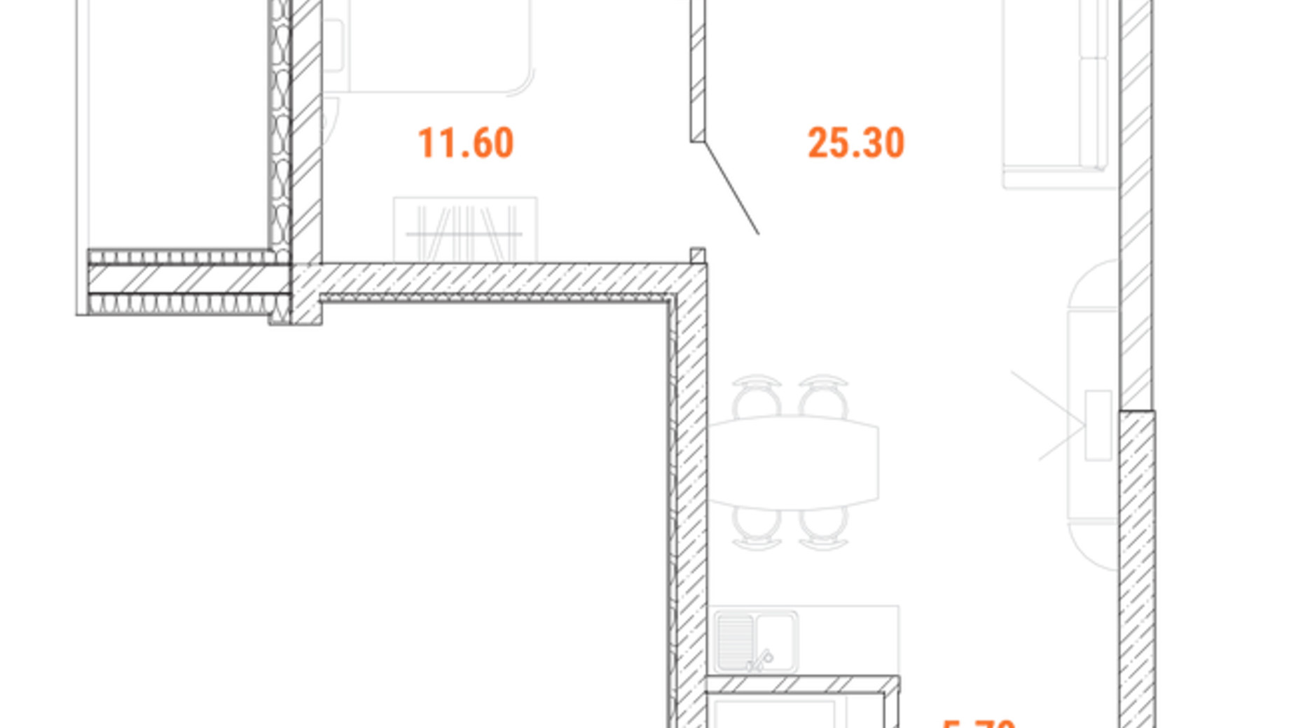 Планировка 2-комнатной квартиры в Доходный дом Standard One Obolon 53 м², фото 486491