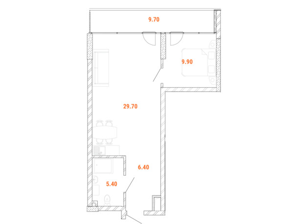 Дохідний дім Standard One Obolon: планування 2-кімнатної квартири 56.3 м²