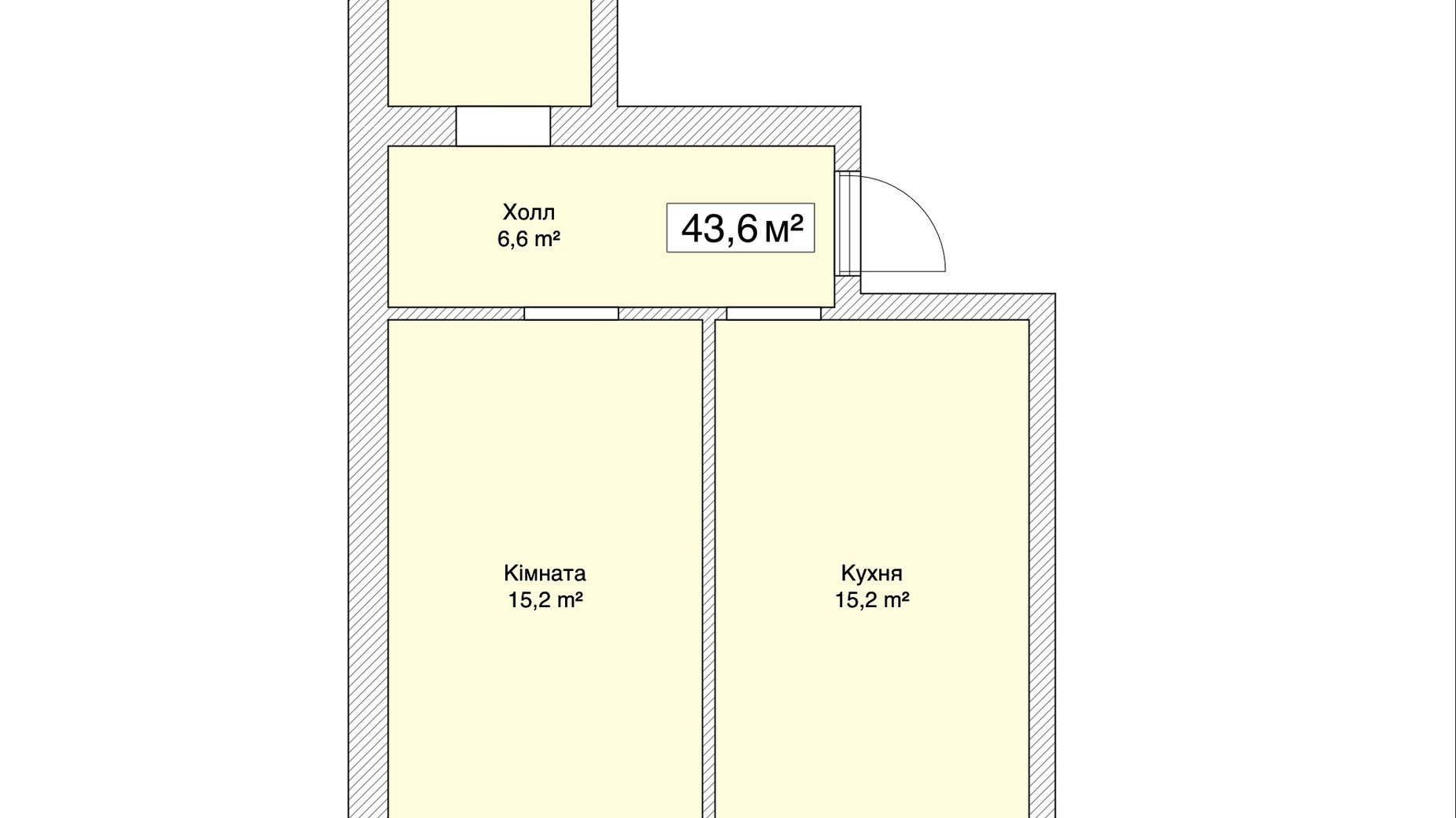 Планування 1-кімнатної квартири в ЖК Княжий 43 м², фото 486723