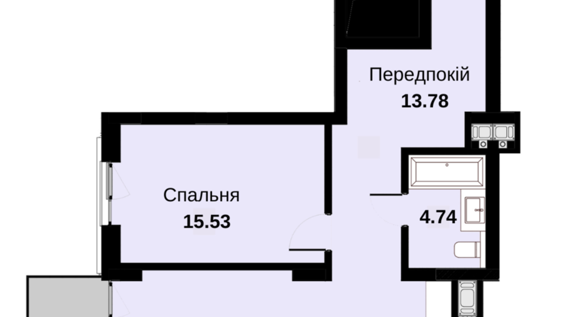 Планування 1-кімнатної квартири в ЖК Княжий Холл 62.97 м², фото 487212