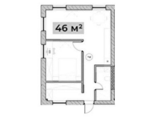 Клубний будинок Art House: планування 1-кімнатної квартири 46 м²