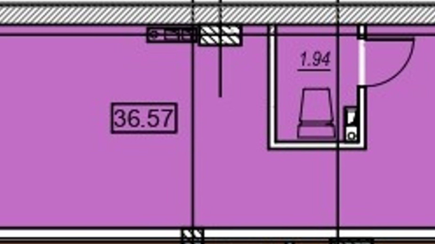 Планировка помещения в ЖК Меридиан 36.57 м², фото 487758