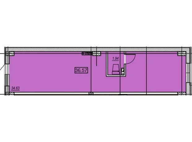 ЖК Меридиан: планировка помощения 36.57 м²