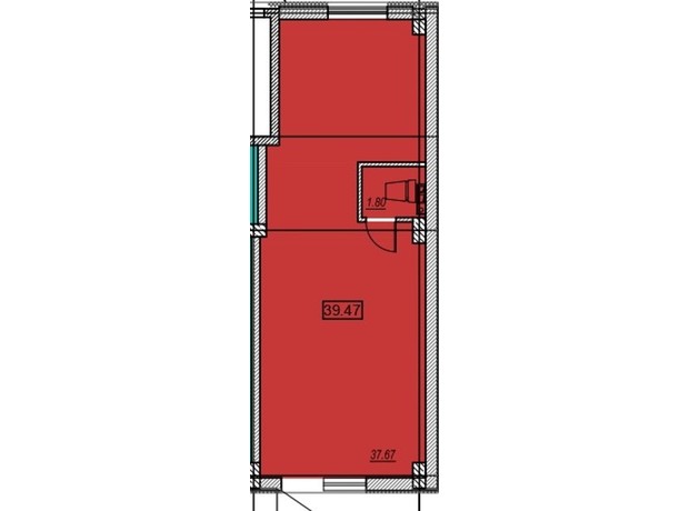 ЖК Меридиан: планировка помощения 39.5 м²