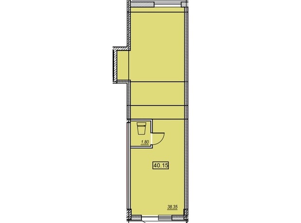 ЖК Меридиан: планировка помощения 40.1 м²