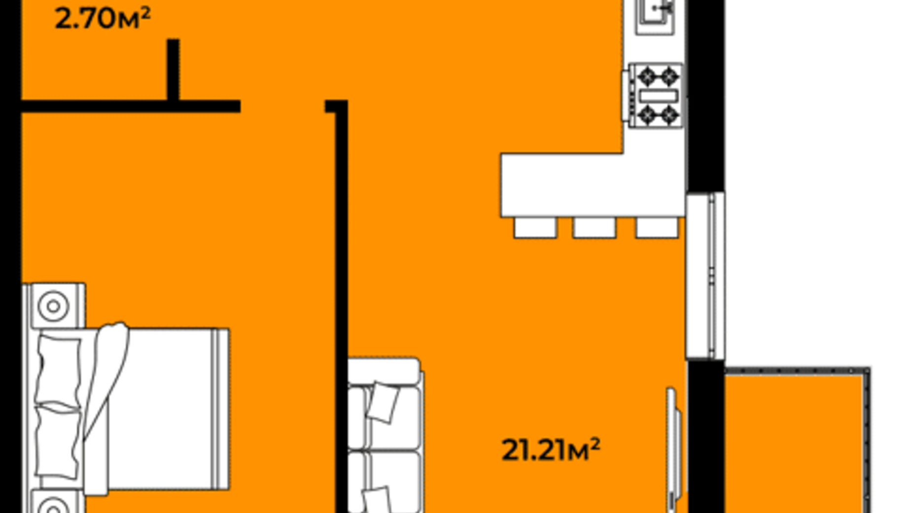 Планування 1-кімнатної квартири в ЖК Continent Art 51.98 м², фото 488438