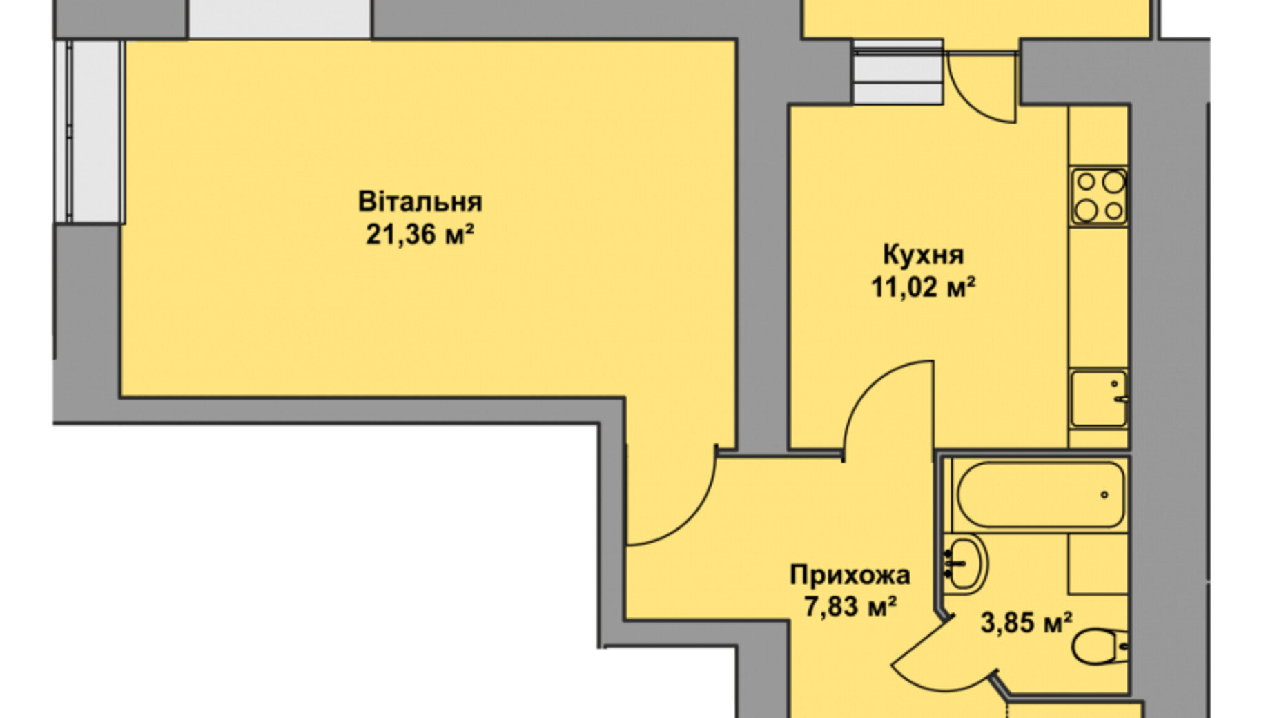 Планировка 1-комнатной квартиры в ЖК Східна Брама 49.5 м², фото 488575