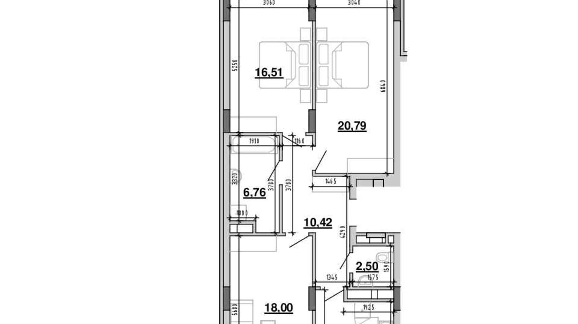 Планування 3-кімнатної квартири в ЖК Містечко Підзамче 97.2 м², фото 489076