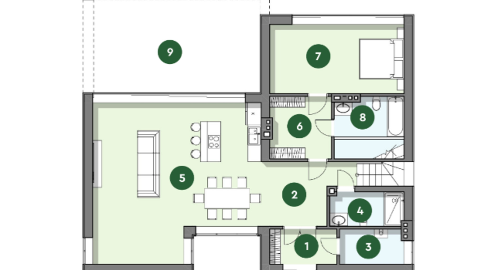 Планировка коттеджа в КГ Рославичи 188 м², фото 489331