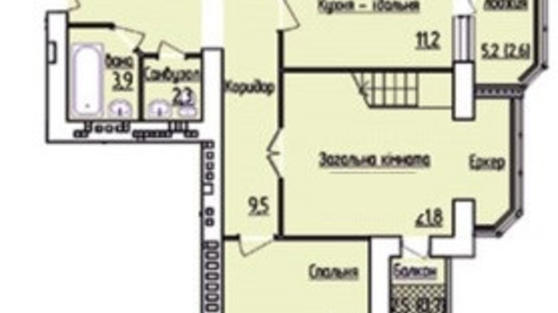 Планировка 2-комнатной квартиры в ЖК Лесной Квартал 73 м², фото 492059