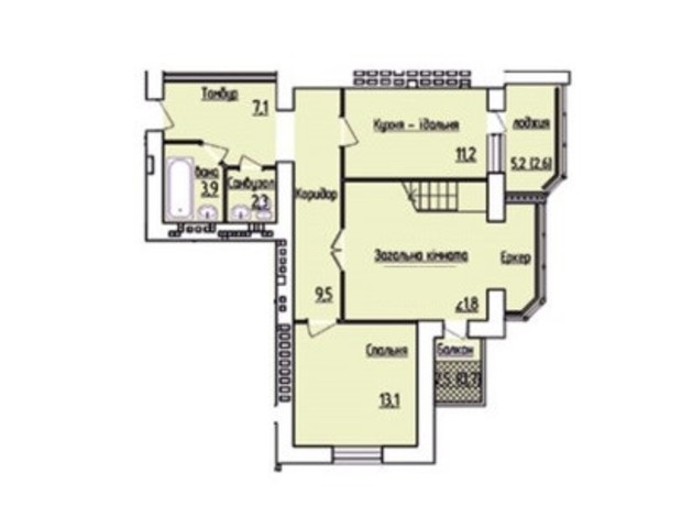 ЖК Лесной Квартал: планировка 2-комнатной квартиры 73 м²