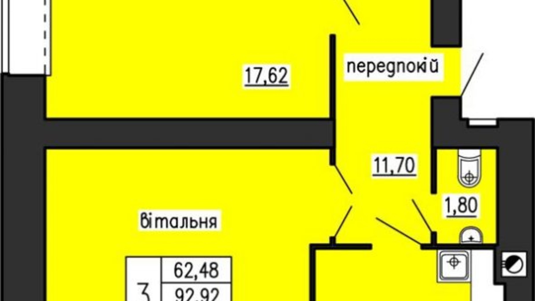 Планування 3-кімнатної квартири в ЖК по вул. Лучаківського-Тролейбусна 99.7 м², фото 492684