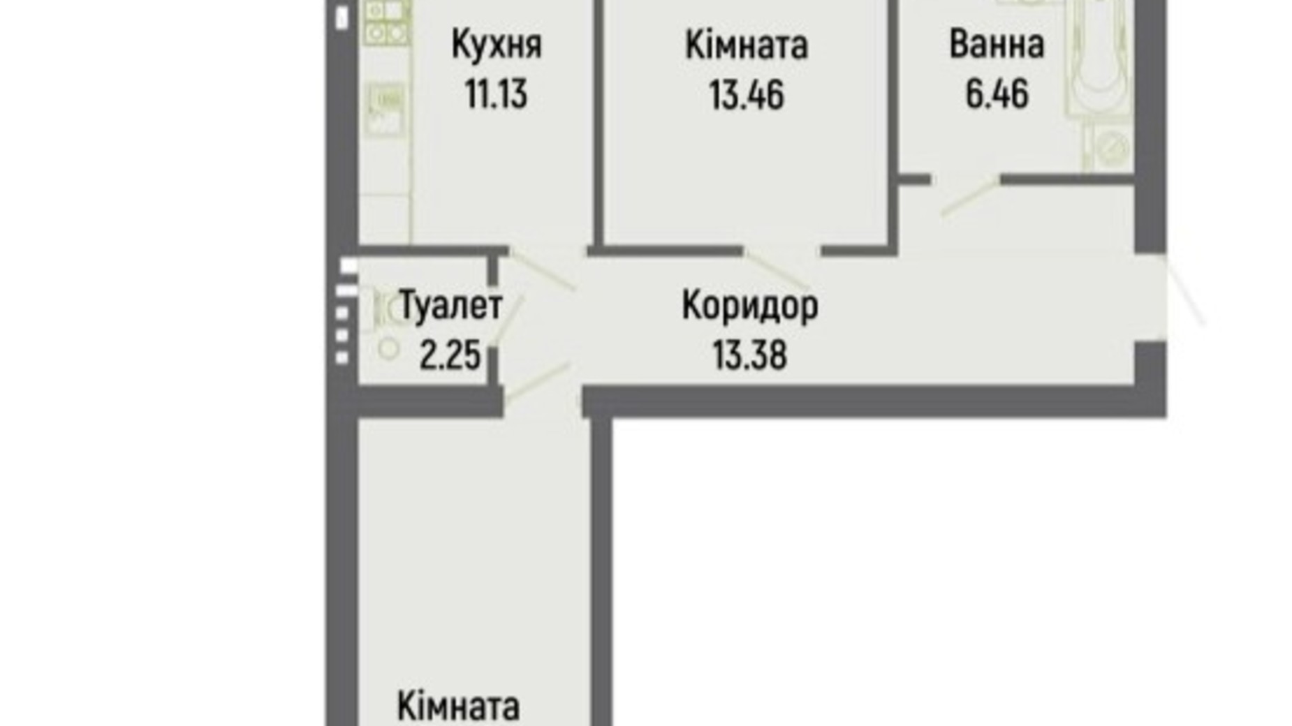 Планування 2-кімнатної квартири в ЖК Італійський 64.24 м², фото 493066