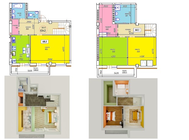 ЖК ЯнивБуд: планировка 3-комнатной квартиры 124.2 м²
