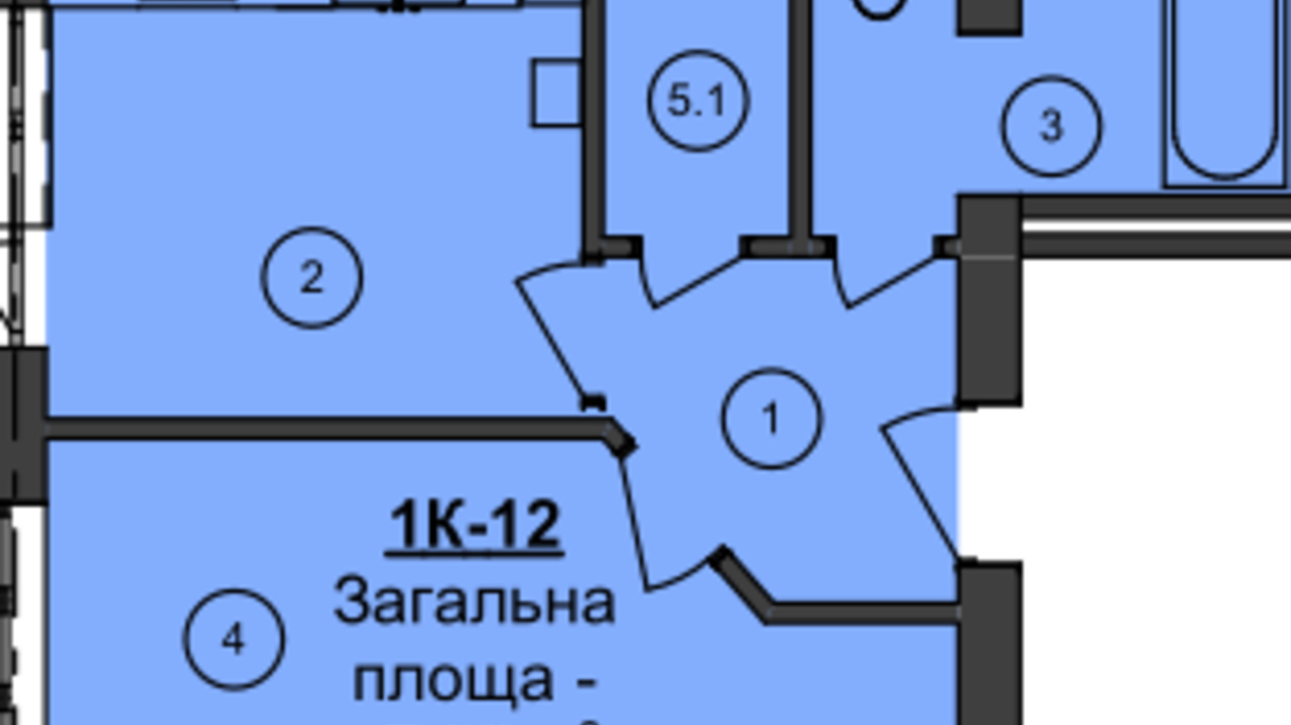 Планировка 1-комнатной квартиры в ЖК Мой Дом 47.26 м², фото 495920