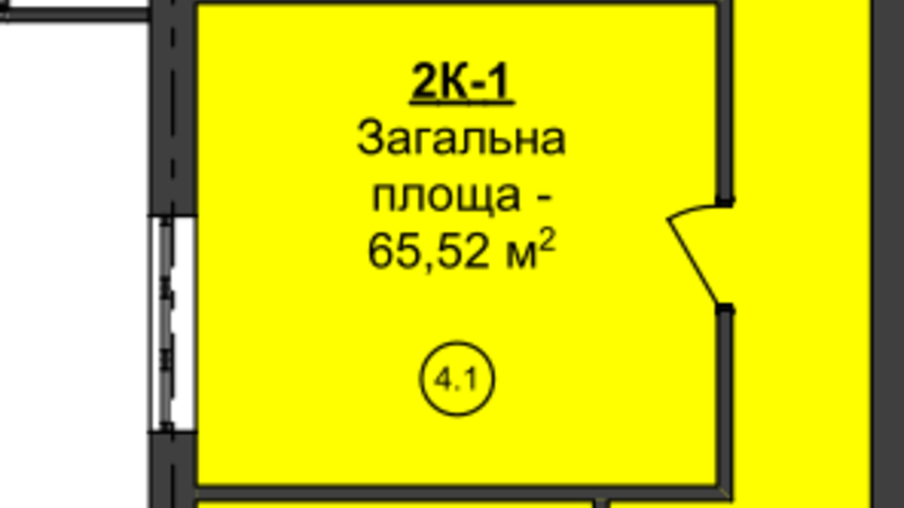 Планировка 2-комнатной квартиры в ЖК Мой Дом 65.52 м², фото 495924