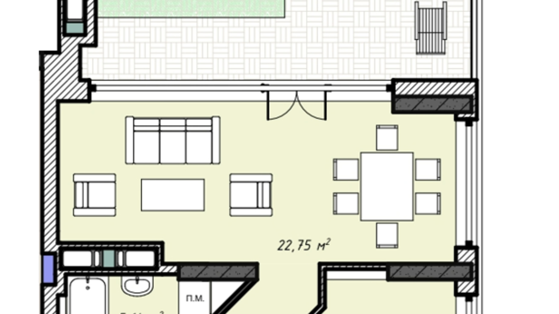 Планування 2-кімнатної квартири в ЖК Sky Hall  80.25 м², фото 495979