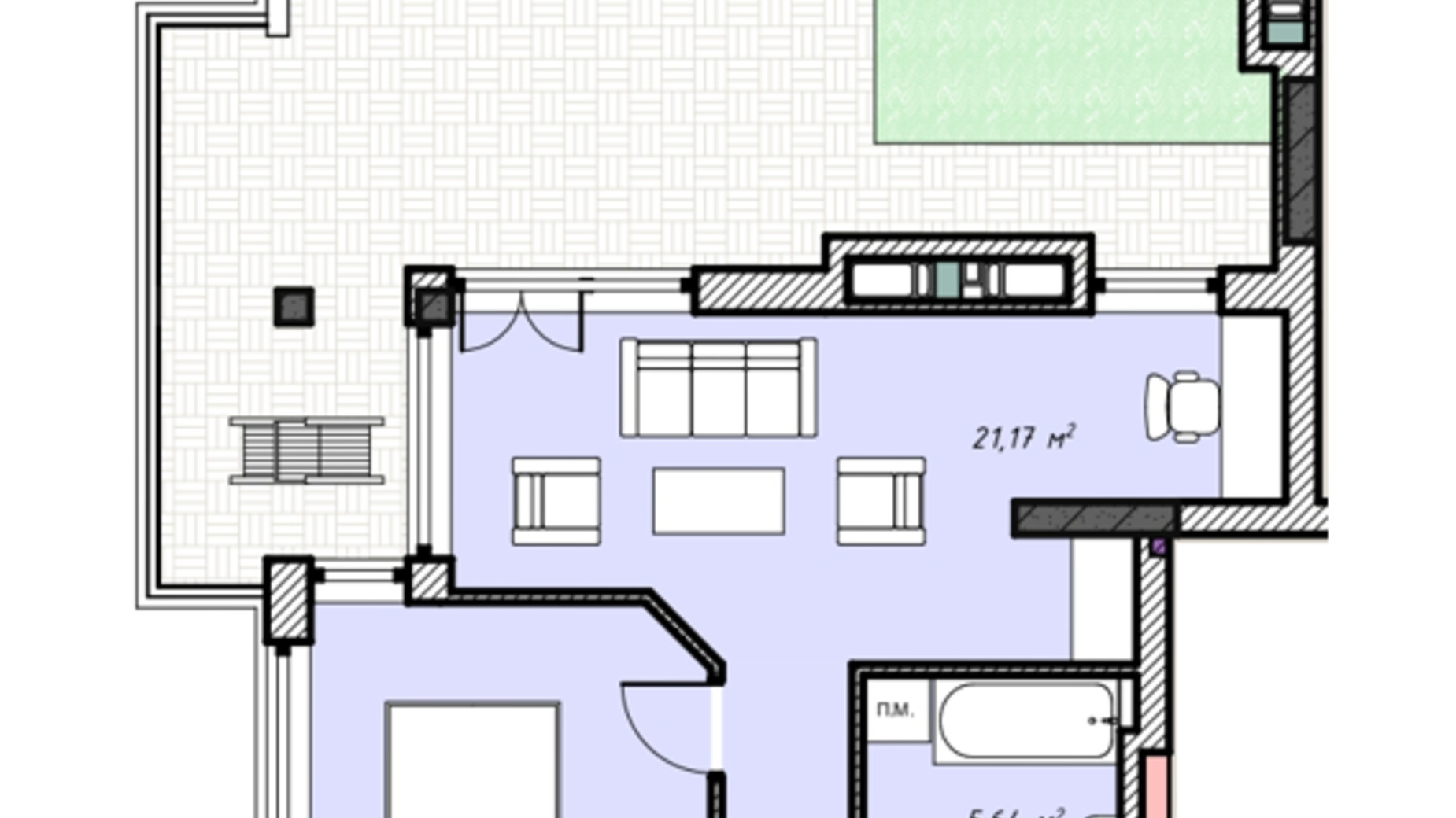 Планування 3-кімнатної квартири в ЖК Sky Hall  109.38 м², фото 495980