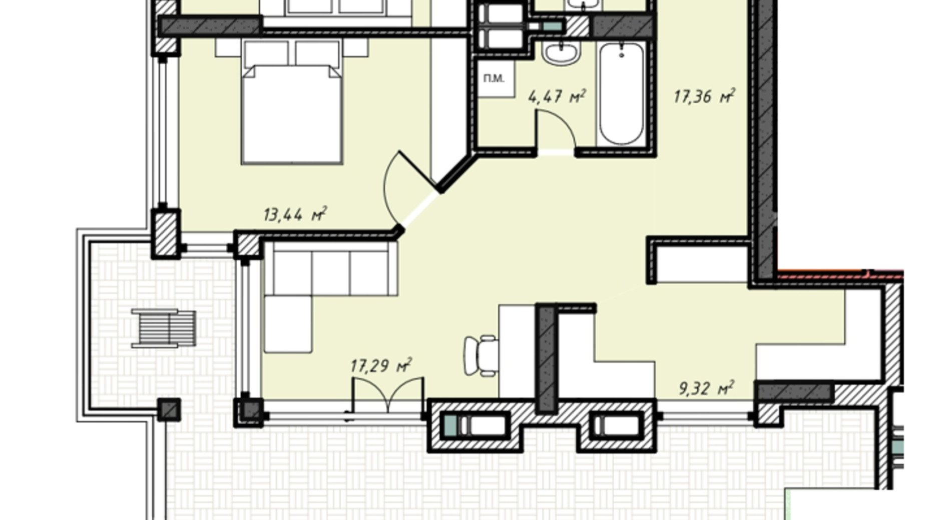 Планировка 3-комнатной квартиры в ЖК Sky Hall  118.77 м², фото 495985