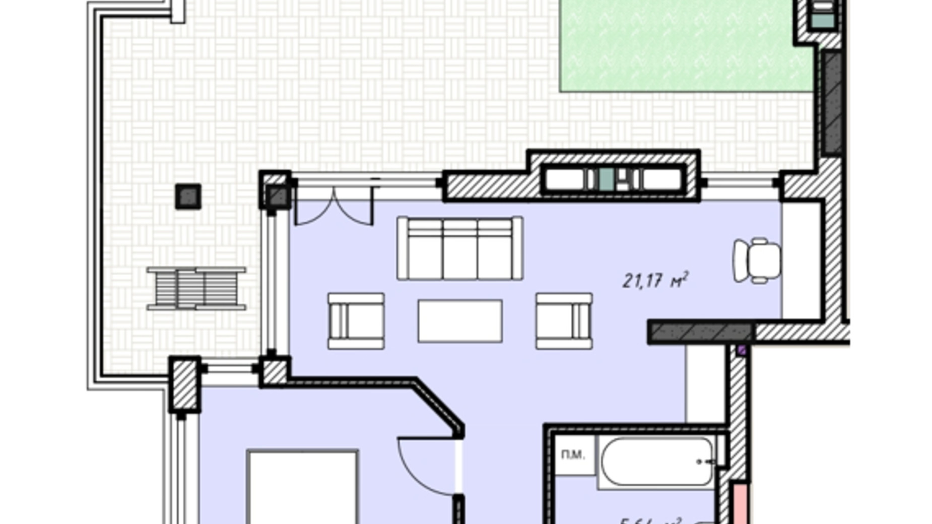 Планування 3-кімнатної квартири в ЖК Sky Hall  127.63 м², фото 495990