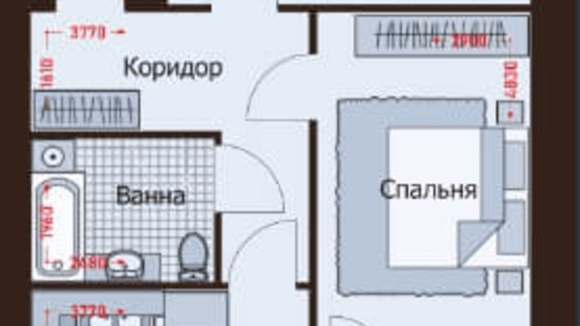 Планування 2-кімнатної квартири в ЖК Rafinad 59.89 м², фото 496000