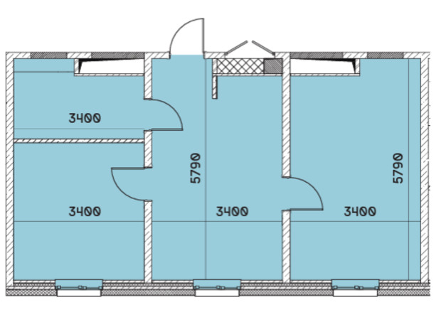 ЖК Smart: планировка 3-комнатной квартиры 56.13 м²