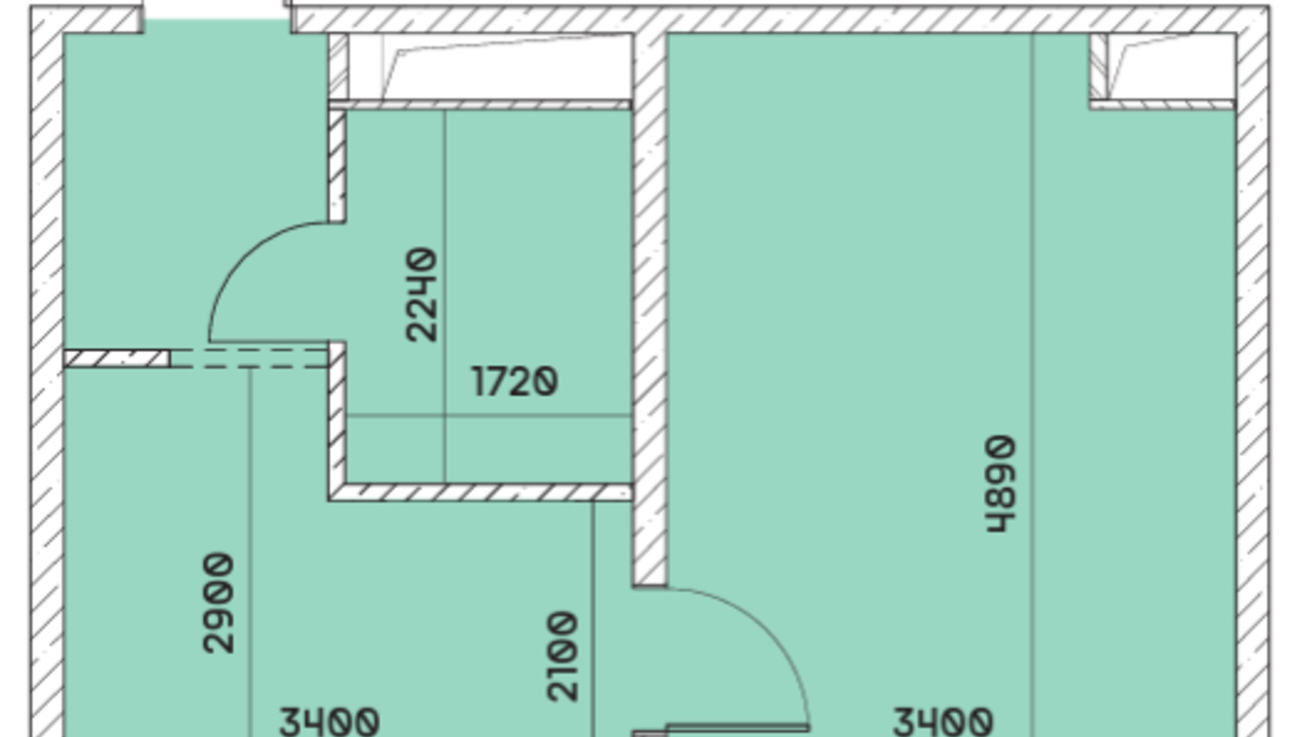 Планировка 1-комнатной квартиры в ЖК Smart 30.8 м², фото 496575